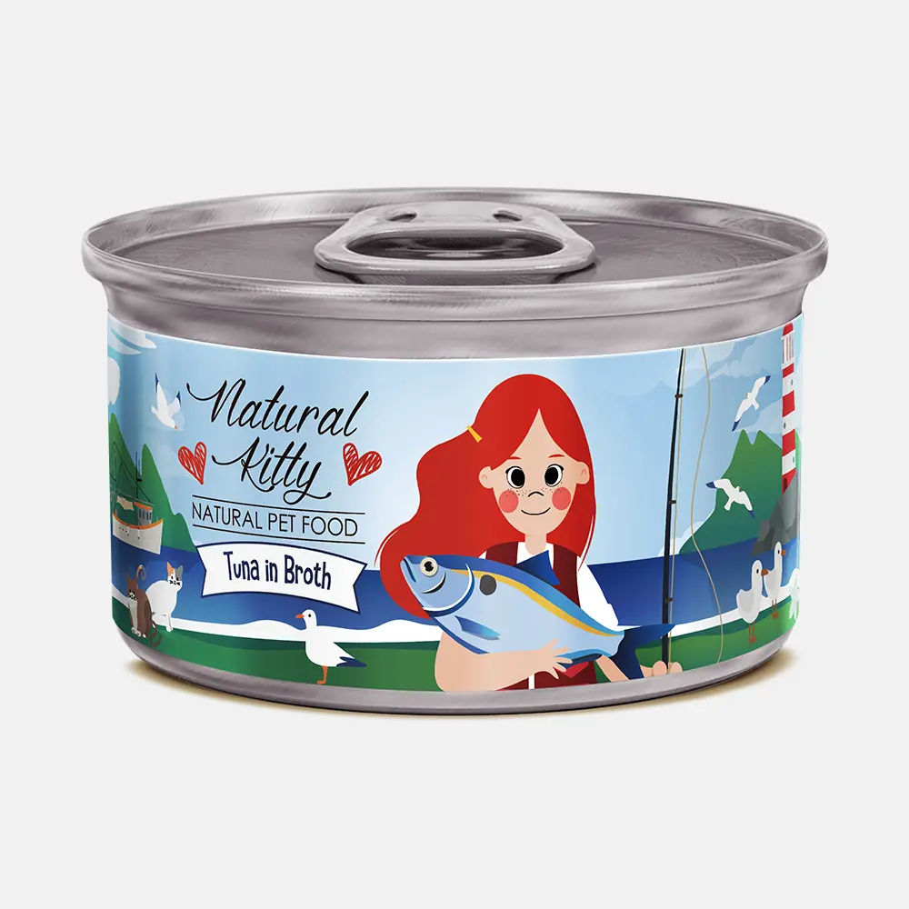 Natural Kitty Wet Food with Tuna in Broth for Adult Cats & Kittens