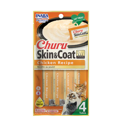 Inaba Churu Skin & Coat Cat Treat - Chicken Creamy Sticks 14gX4