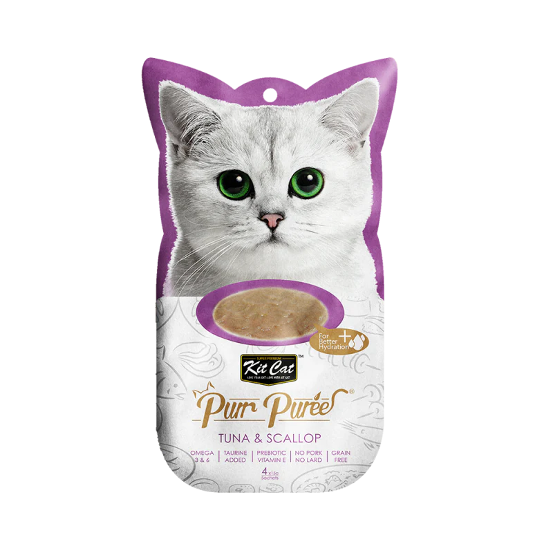 Kit Cat Purr Puree Treats for Cats Tuna & Scallop  4x15g