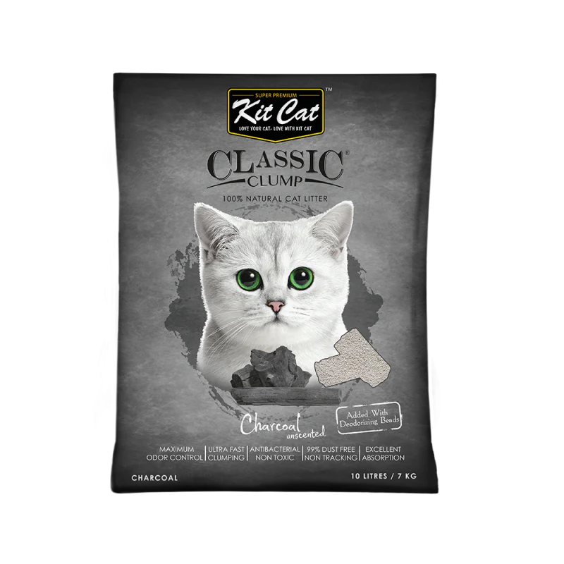KitCat Classic Clumping Litter Unscented Charcoal 7kg