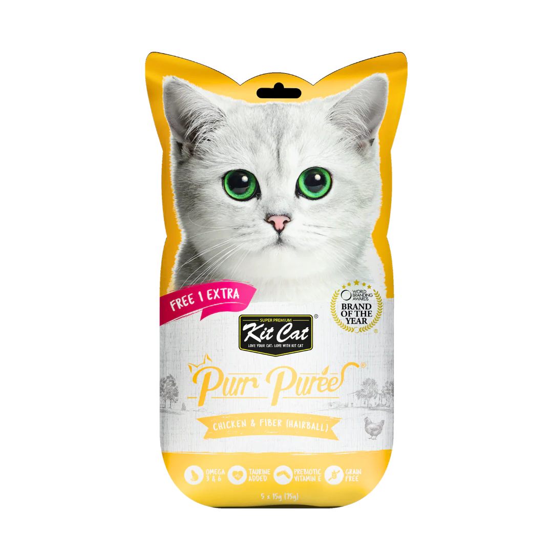 Kit Cat Purr Puree Chicken & Fiber (Hairball) for Cats