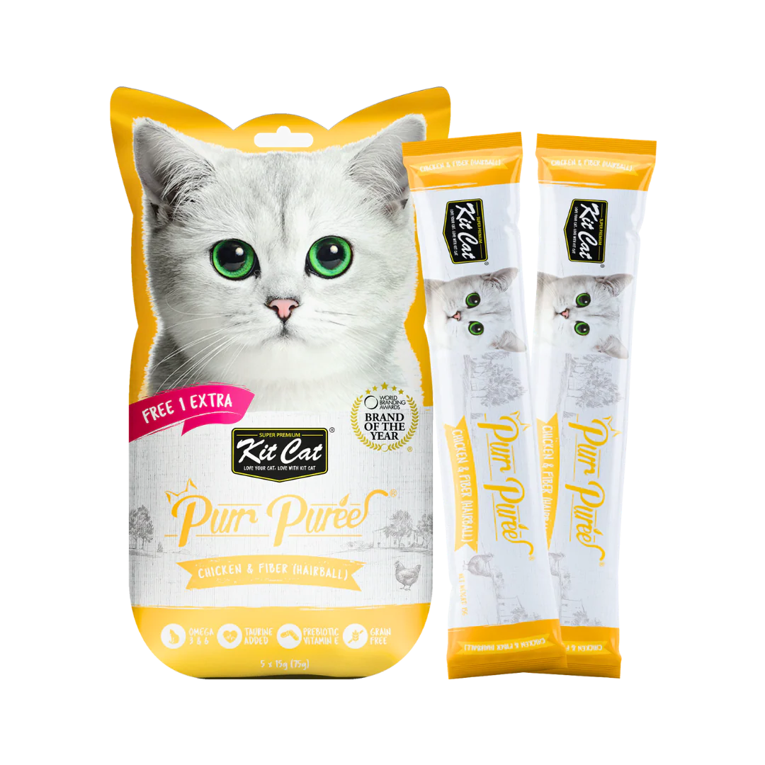 Kit Cat Purr Puree Chicken & Fiber (Hairball) for Cats - Image 2
