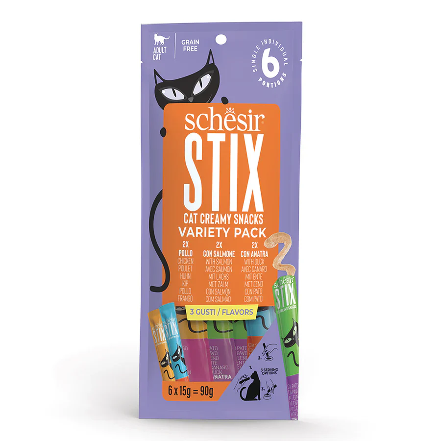 Schesir Creamy Stix with Chicken, Salmon & Duck for Adult Cats