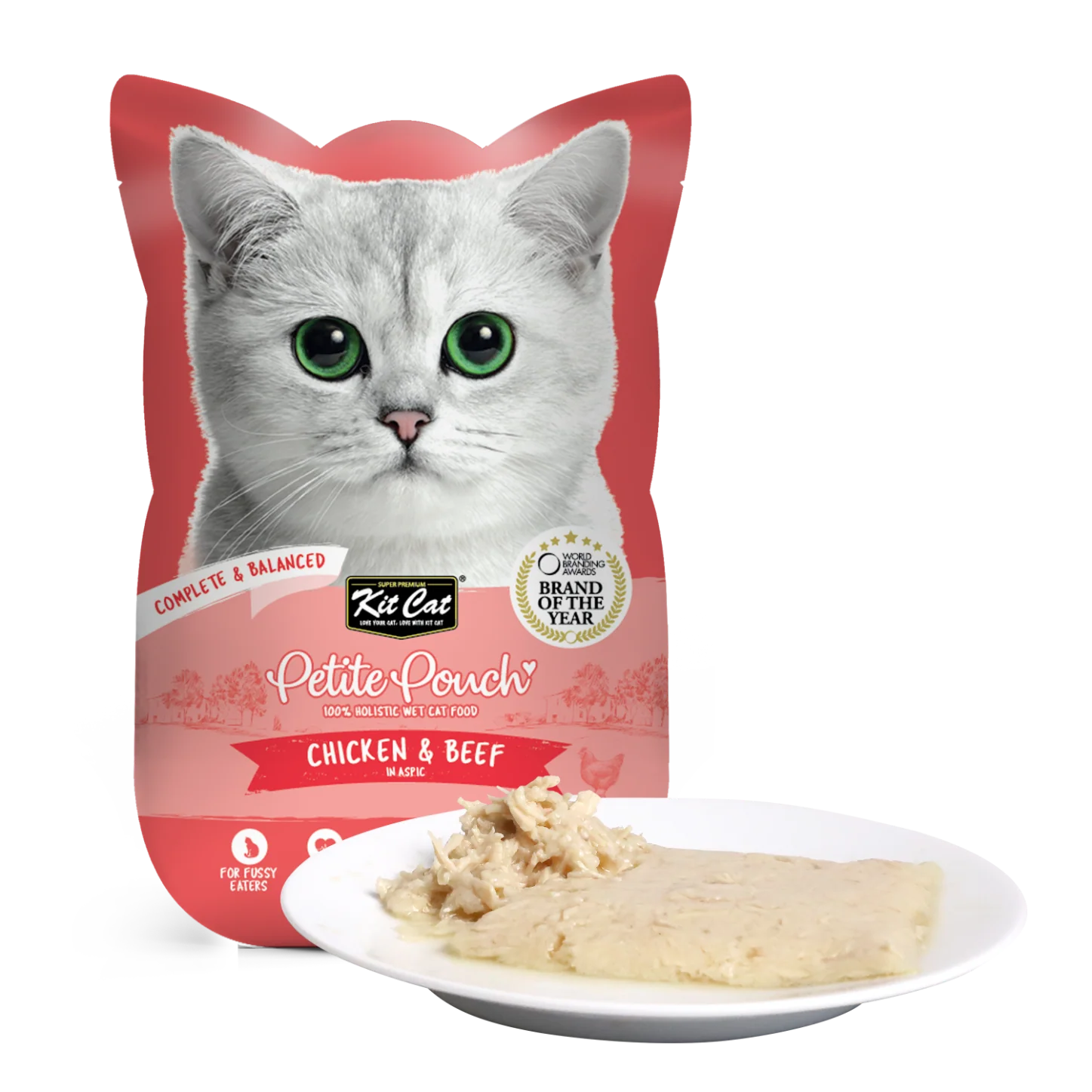 Kit Cat Petite Pouch Complete & Balanced Chicken & Beef in Aspic for Cats