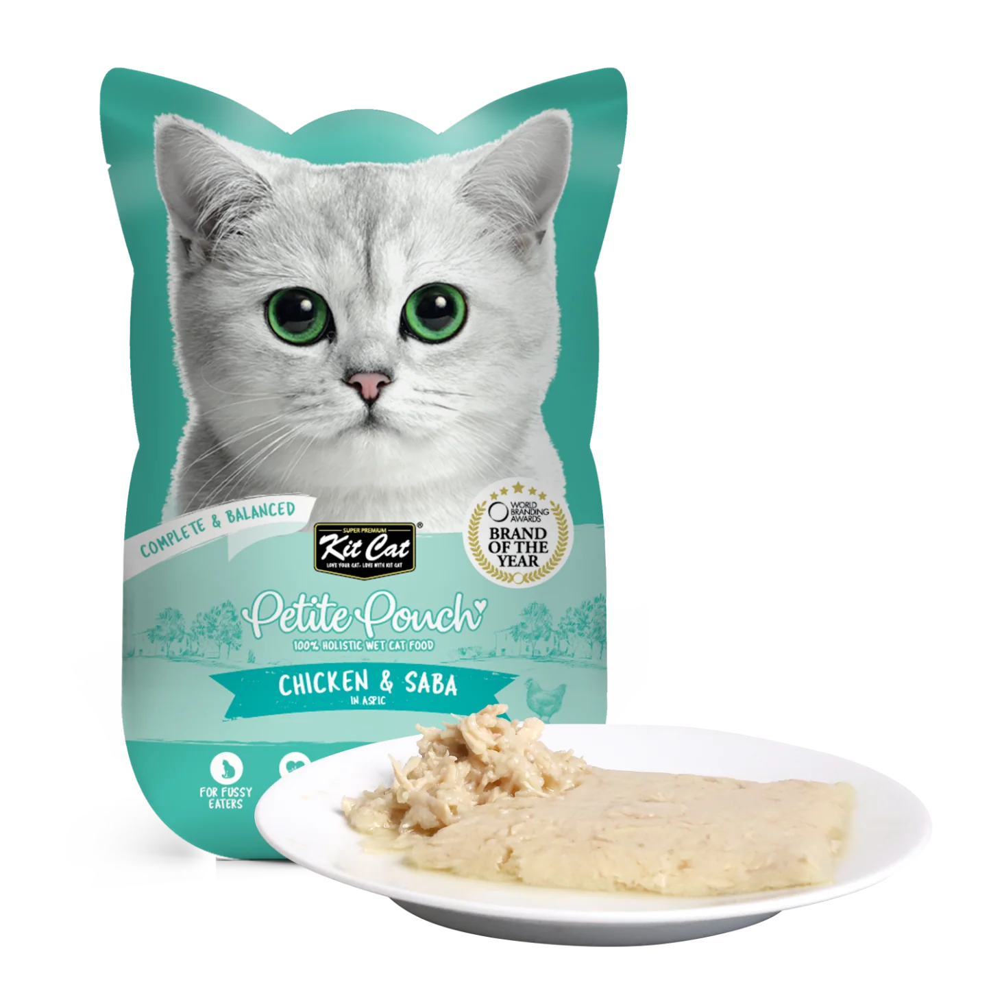 Kit Cat Petite Pouch Complete & Balanced Chicken & Saba in Aspic for Cats
