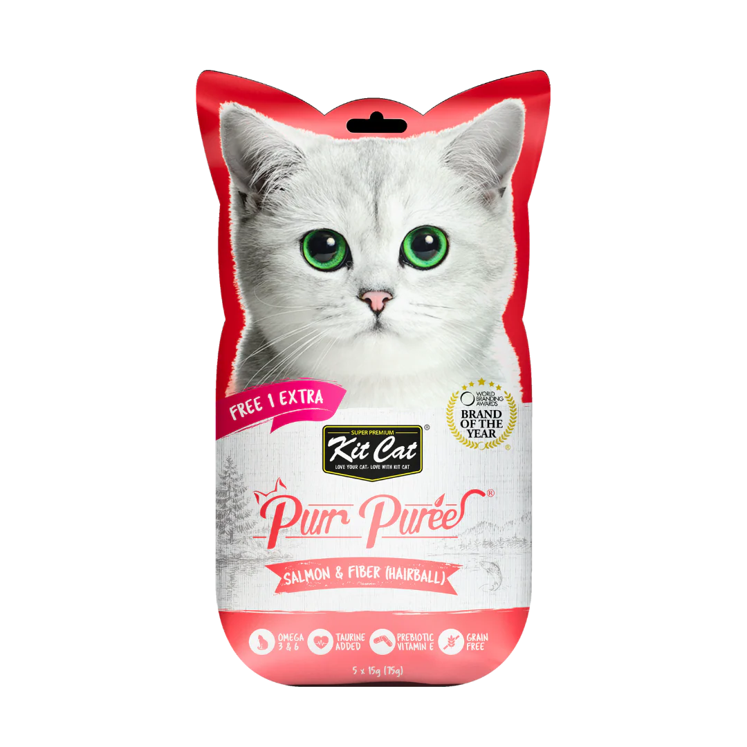 Kit Cat Purr Puree Salmon & Fiber (Hairball) for Cats