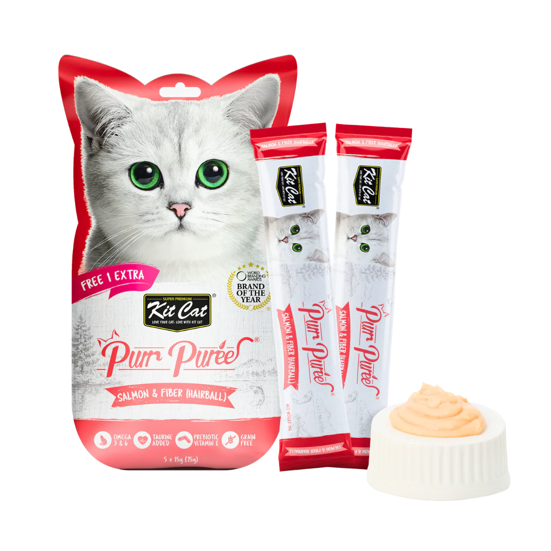 Kit Cat Purr Puree Salmon & Fiber (Hairball) for Cats - Image 2