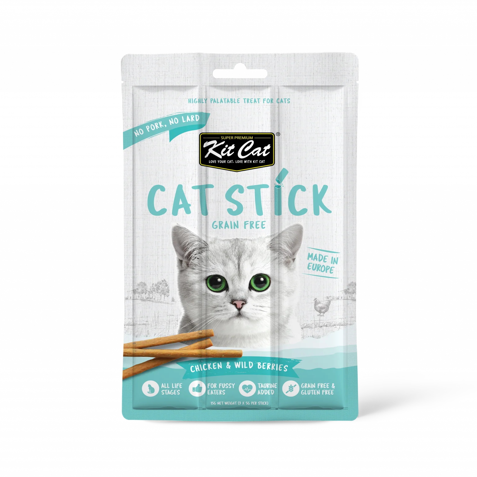 Kit Cat Grain Free Cat Stick Chicken & Wild Berries for Cats
