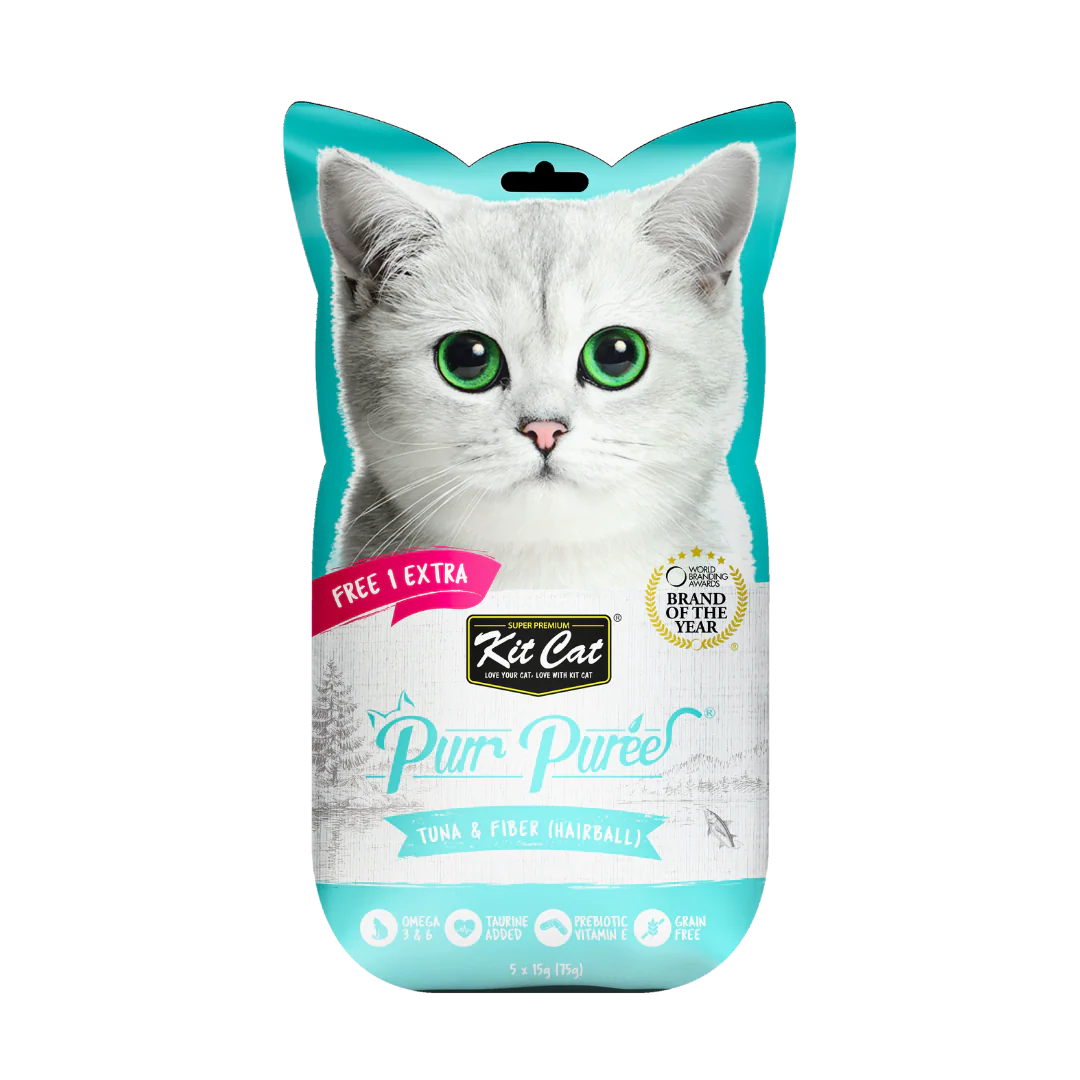 Kit Cat Purr Puree Tuna & Fiber (Hairball) for Cats