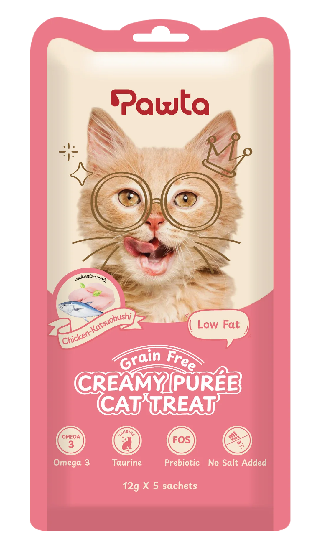 Pawta Creamy Puree Cat Treat Chicken with Bonito Flakes - Image 2