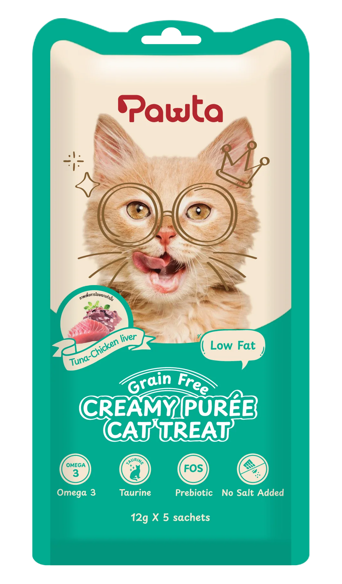 Pawta Creamy Puree Cat Treat Tuna with Chicken Liver - Image 2