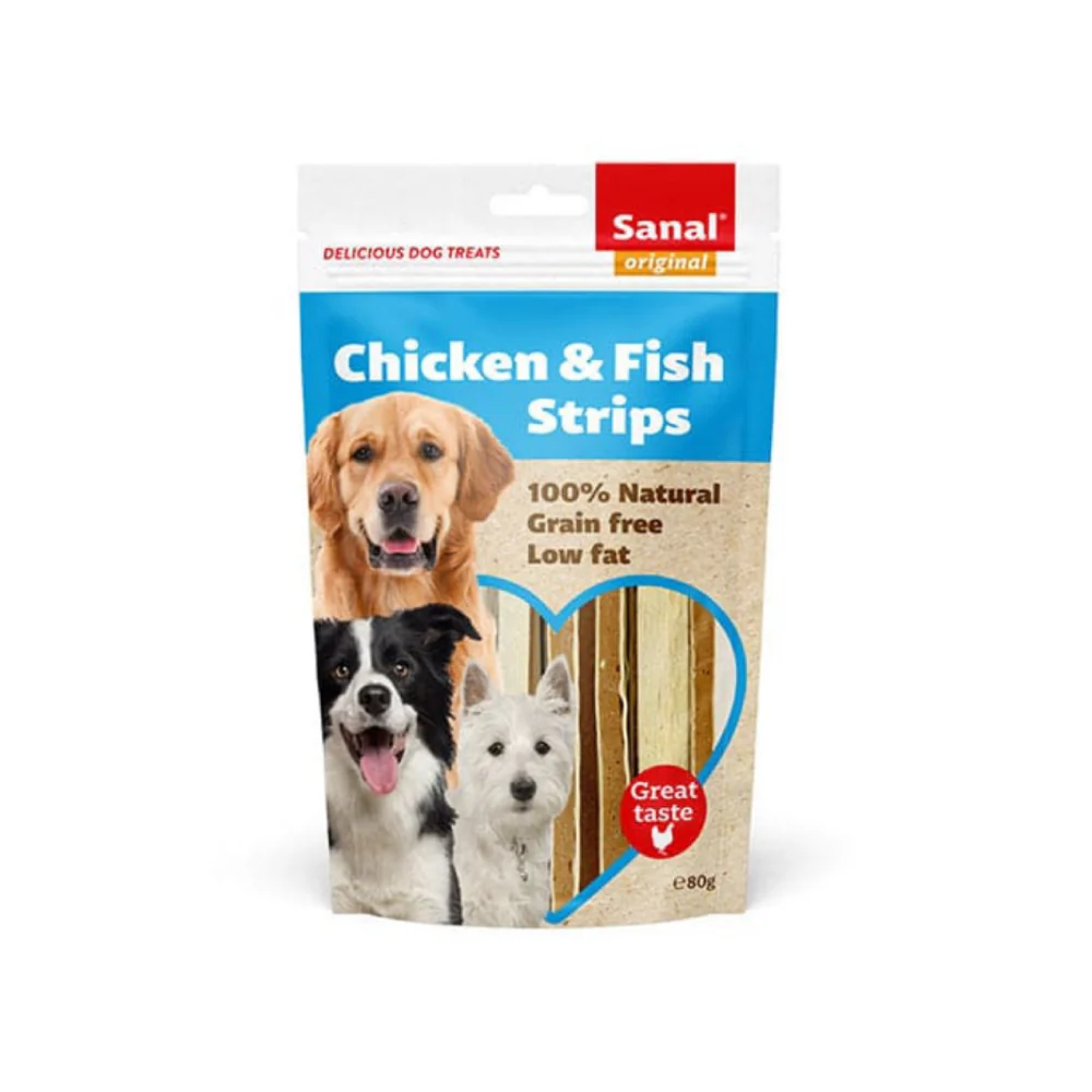 Sanal Dog Chicken & Fish Strips doypack 80g