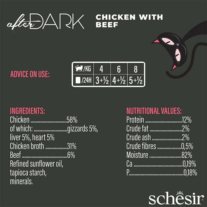 Schesir After Dark Wet Food with Chicken & Beef in Broth for Adult Cats - Image 3