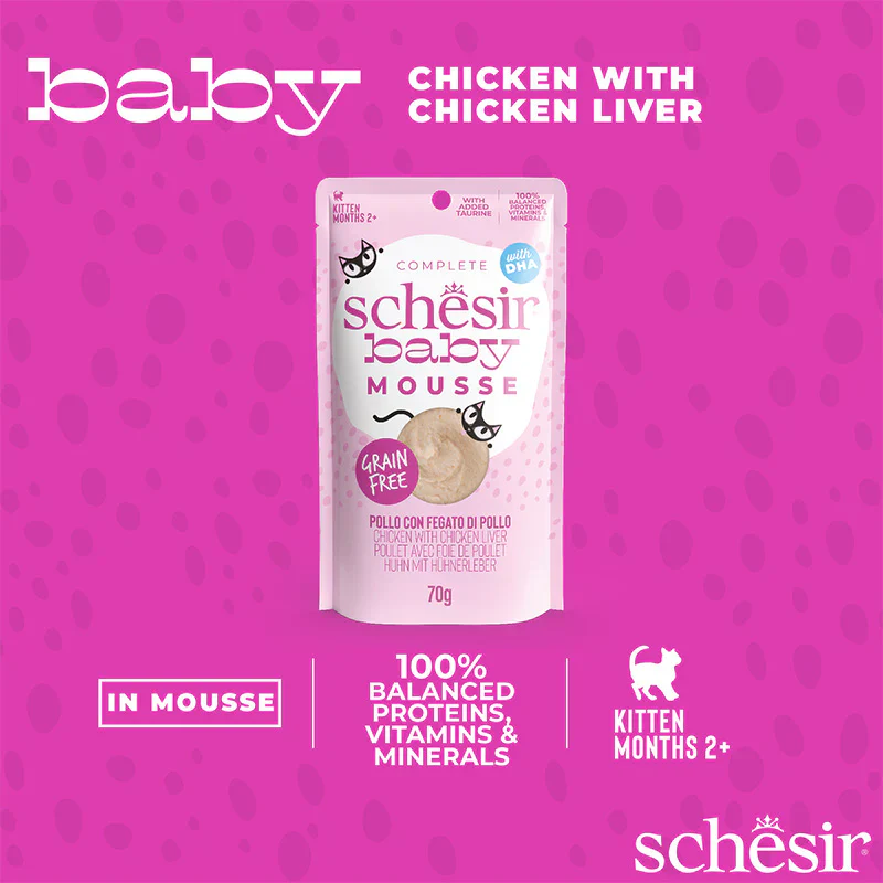 Schesir Baby Chicken with Chicken Liver in Mousse for Kittens 70g - Image 3