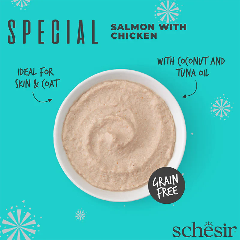 Schesir Skin & Coat Mousse with Salmon & Chicken for Adult Cats - Image 2