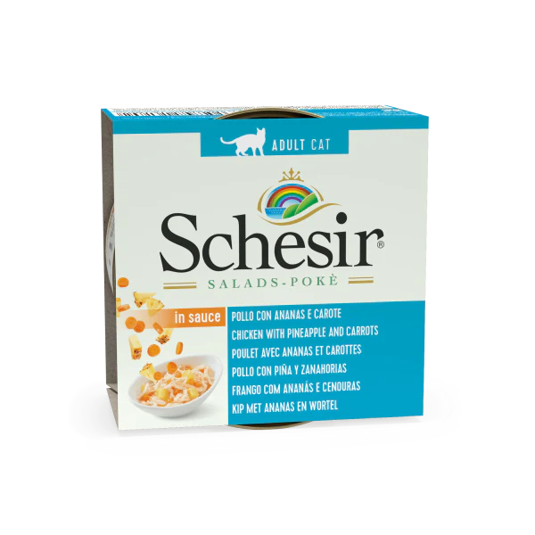 Schesir Salads Poké Wet Food with Chicken, Pineapple & Carrots in Sauce for Adult Cats