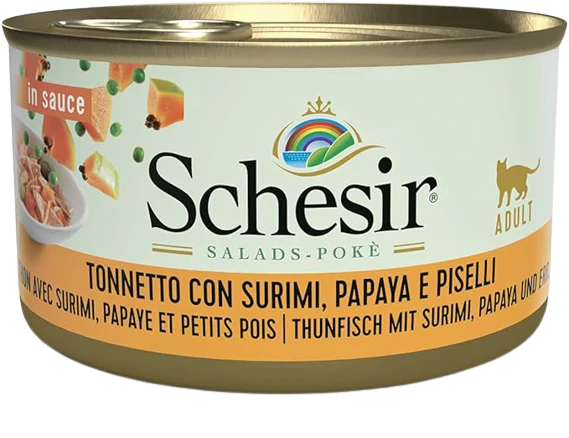 Schesir Salads Poké Wet Food with Tuna, Surimi, Papaya & Peas for Adult Cats