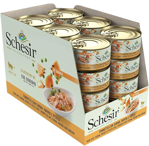 Schesir Salads Poké Wet Food with Tuna, Surimi, Papaya & Peas for Adult Cats - Image 3