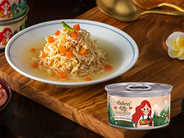 Natural Kitty Wet Food with Chicken & Carrots in Broth for Adult Cats & Kittens - Image 2