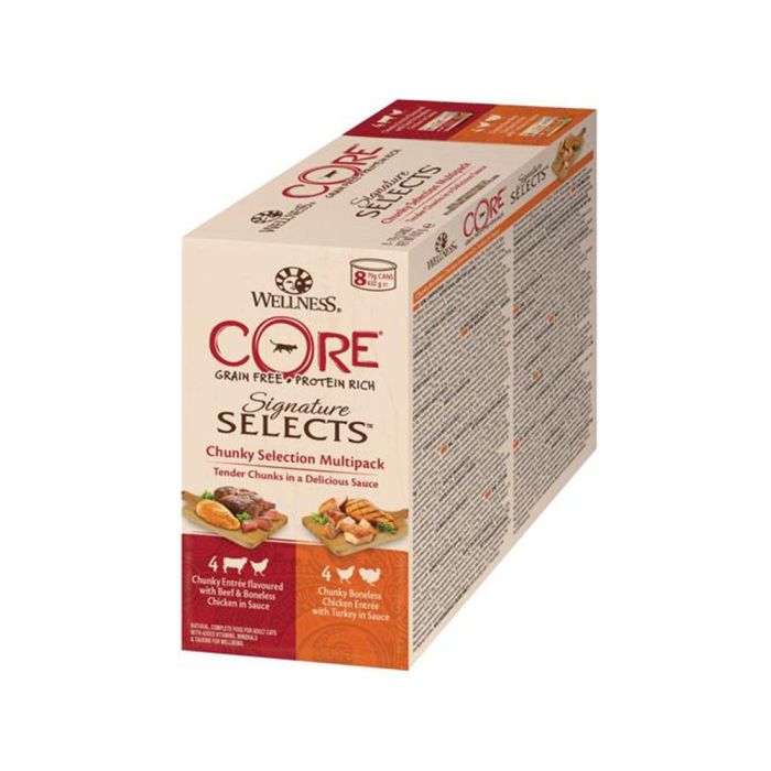 Wellness Core Multipack Cans with Beef & Chicken + Chicken & Turkey in Sauce for Adult Cats