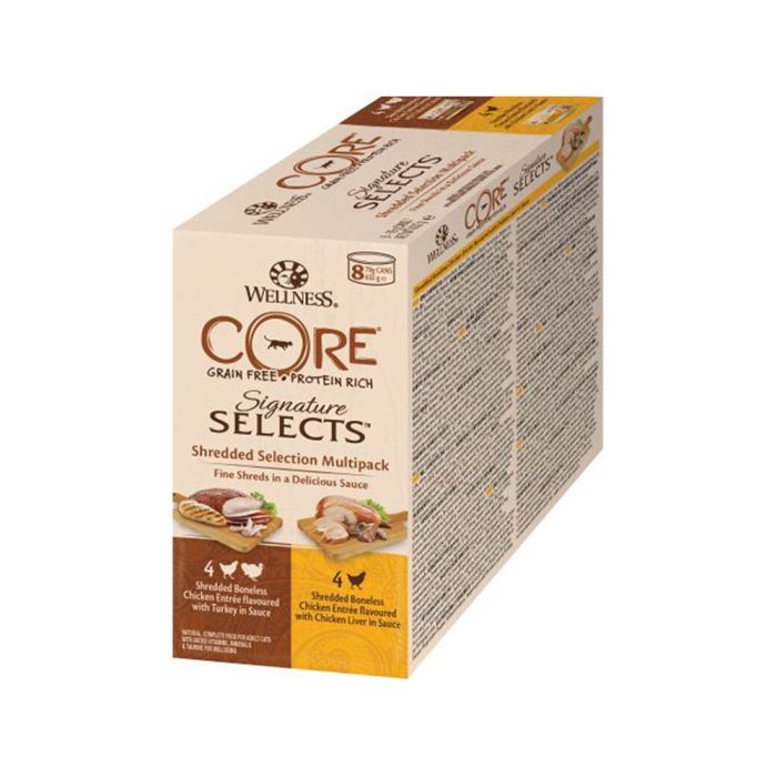 Wellness Core Multipack Cans with Chicken & Chicken Liver + Chicken & Turkey in Sauce for Adult Cats