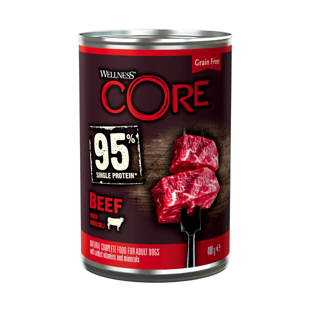 Wellness Core Wet Food 95% Single Protein with Beef & Broccoli for Adult Dogs