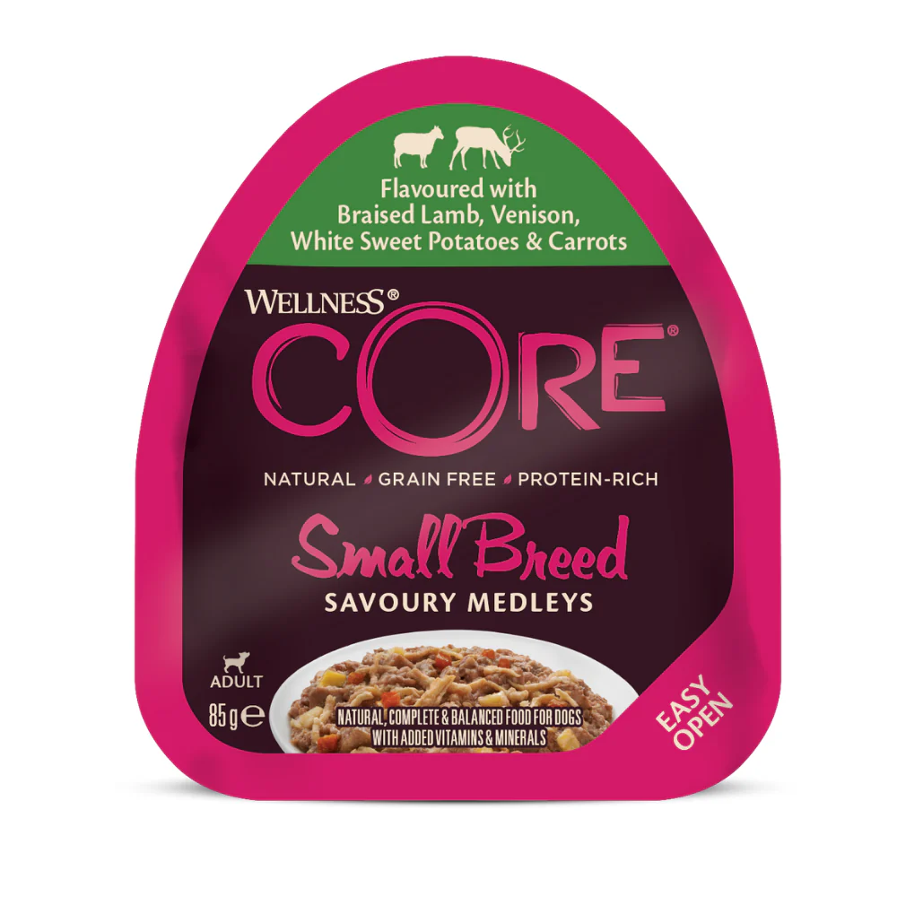 Wellness Core Wet Food with Lamb & Venison & White Sweet Potatoes & Carrots for Small Breed Adult Dogs