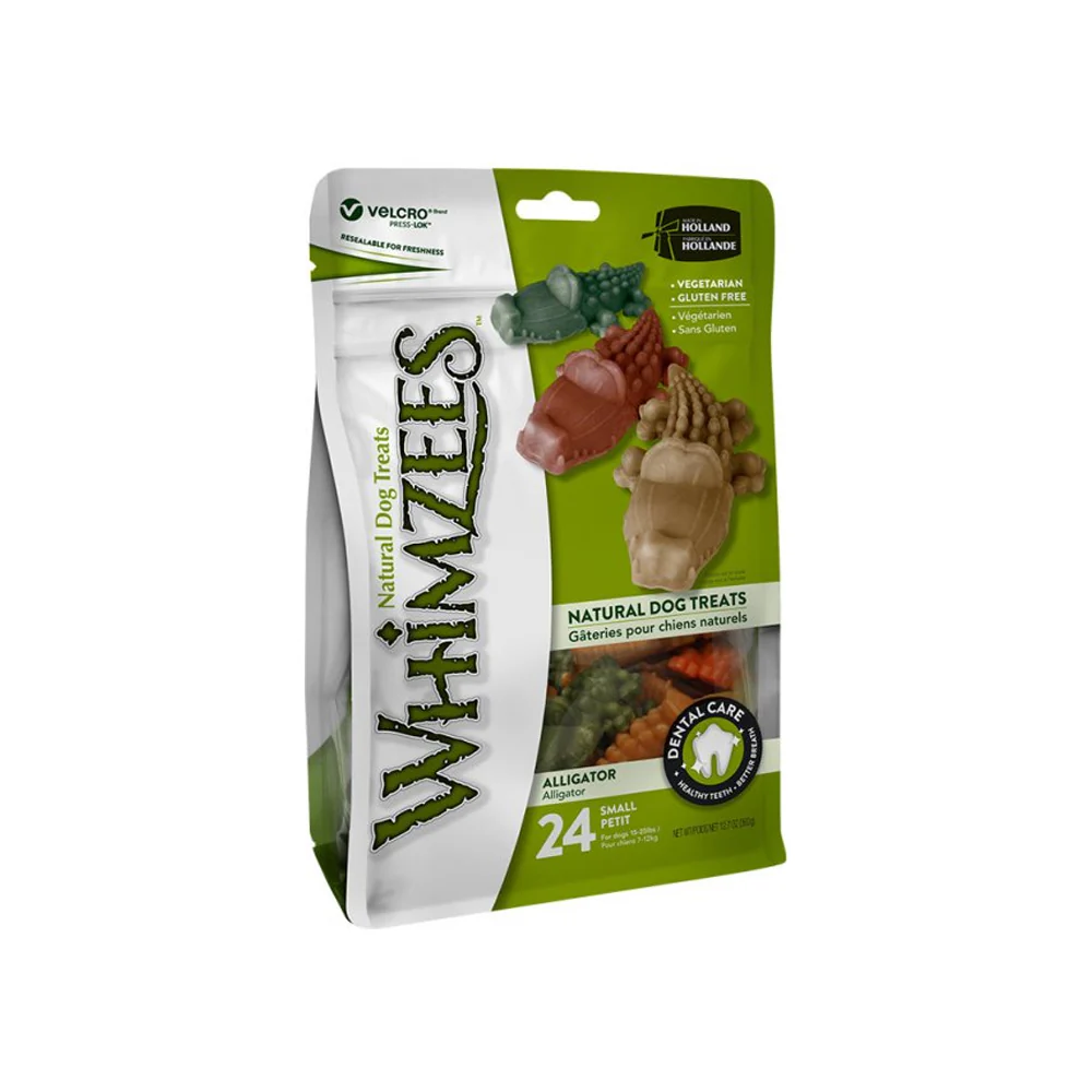 Wellness Whimzees Mini Alligators Dental Treats 24pc for S Size Dogs 420g