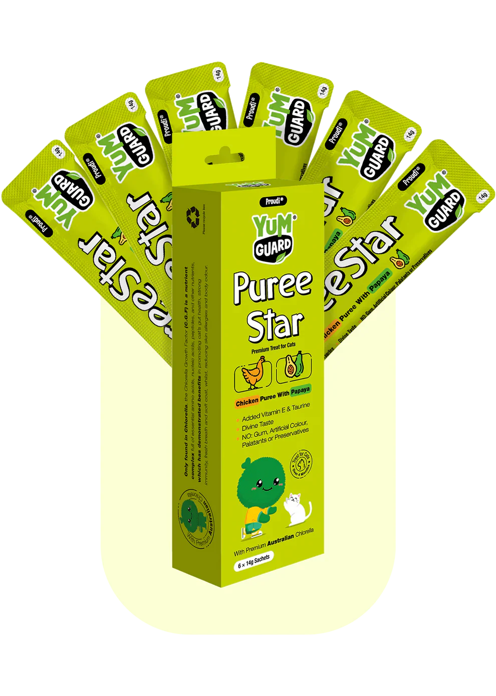 YumGuard Puree Treats for Cats Chicken and Papaya 14g X 6