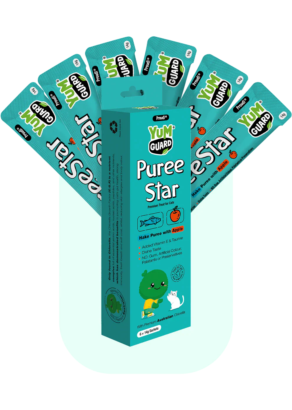 YumGuard Puree Treats for Cats with Hake and Apple 14g X 6