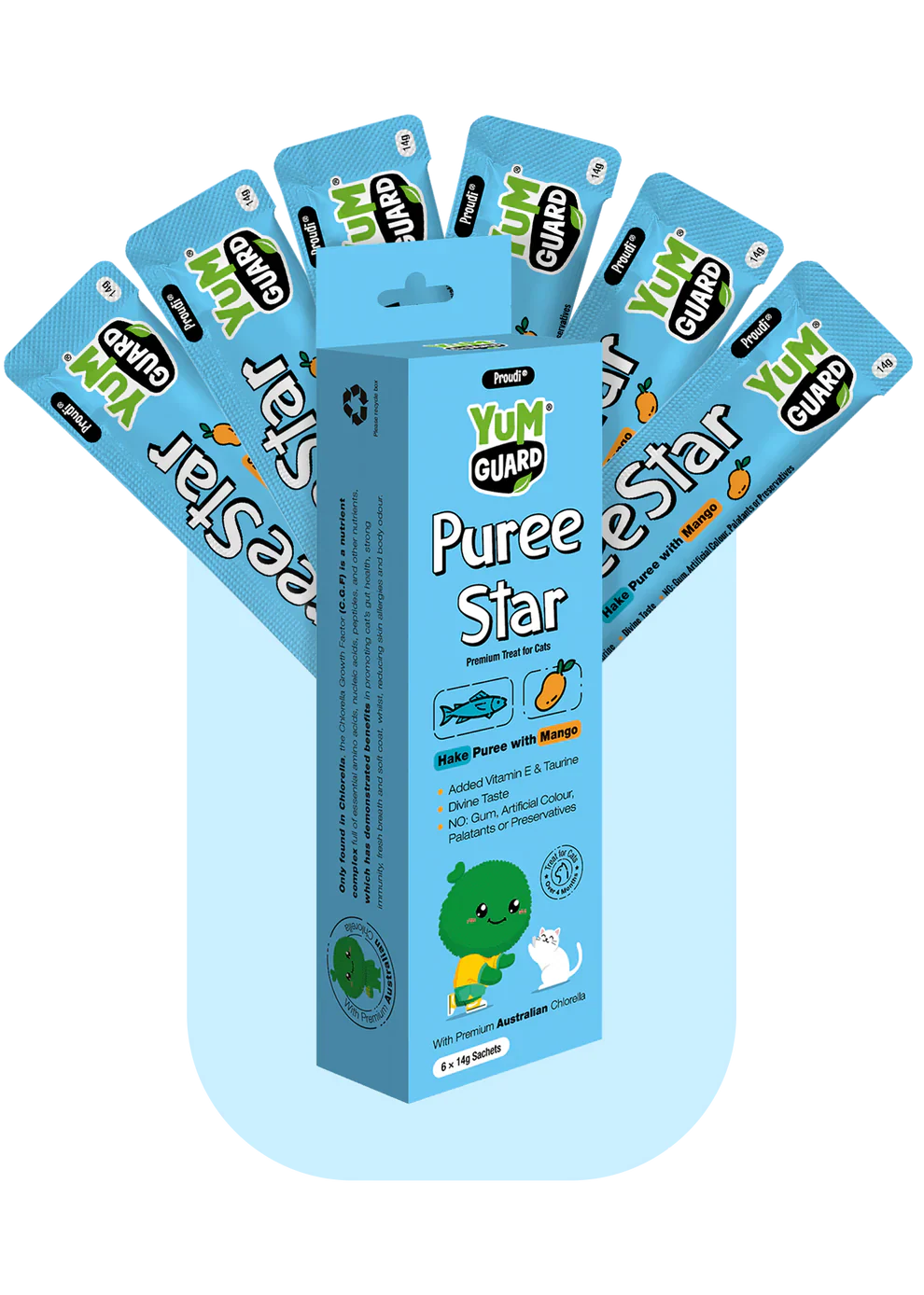 YumGuard Puree Treats for Cats with Hake and Mango 14g X 6