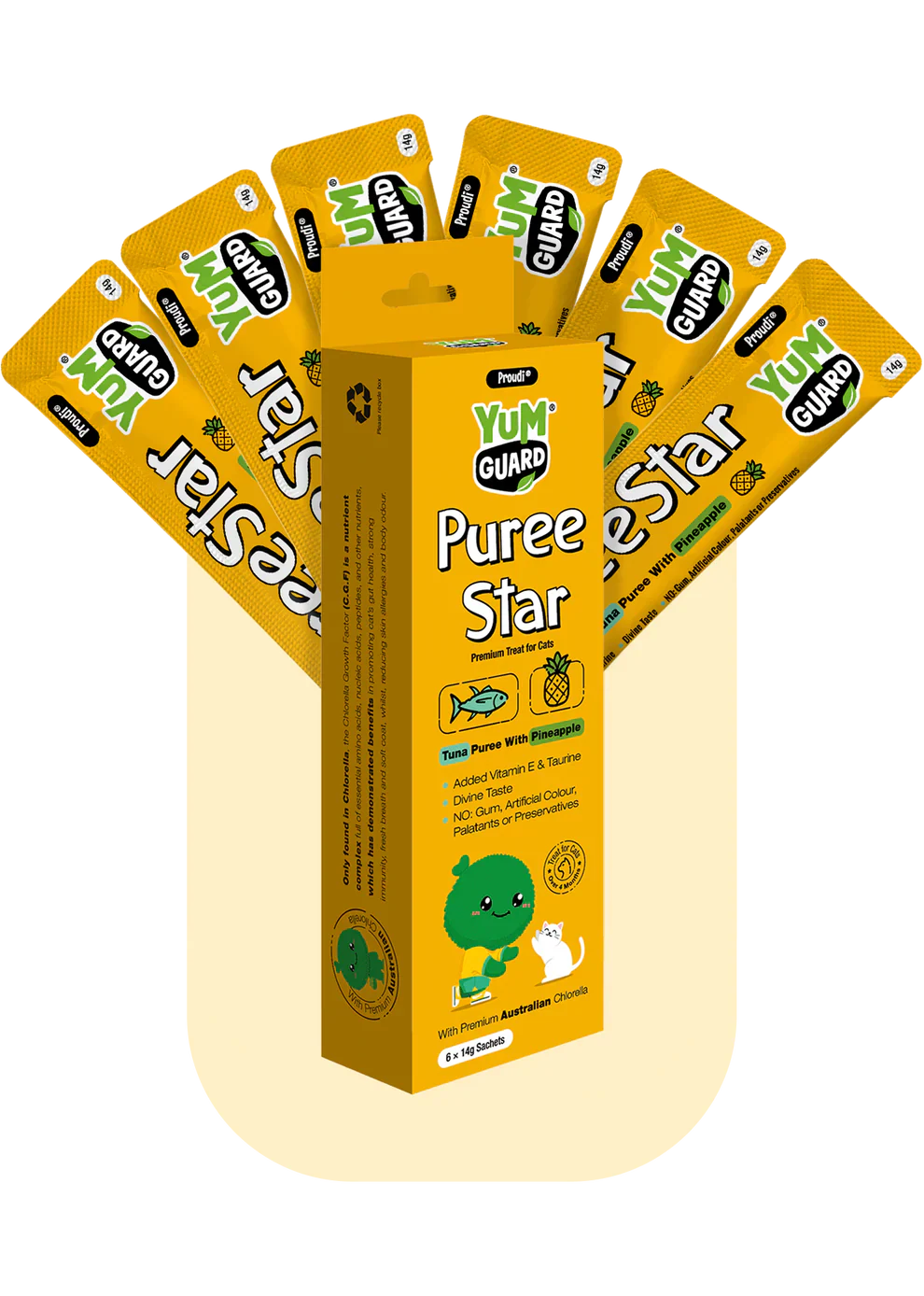 YumGuard Puree Treats for Cats with Tuna with Pineapple 14g X 6