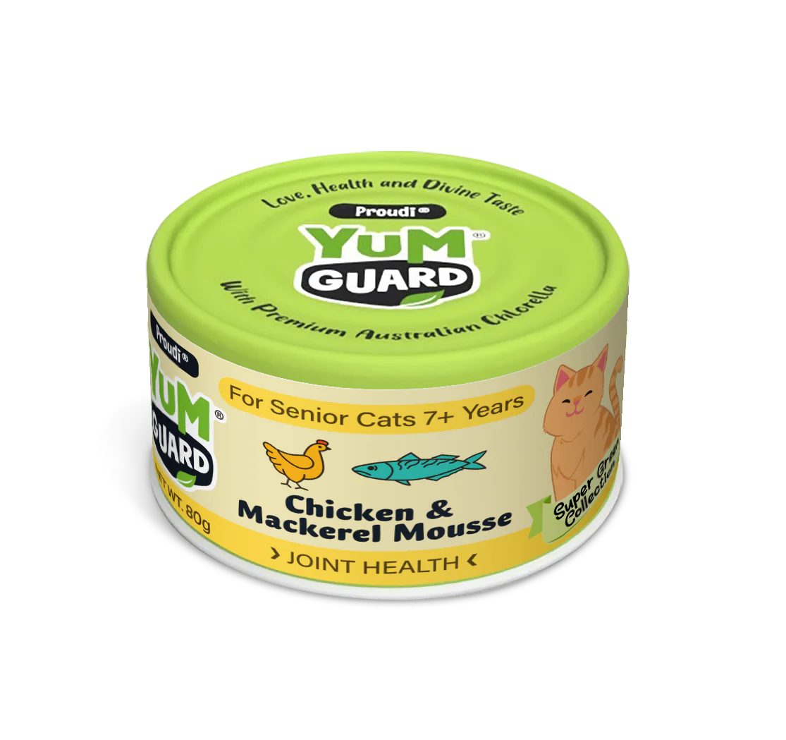 YumGuard Wet Cats Food Chicken and Mackerel Mousse to Support Joints Health for Senior Cats 80g